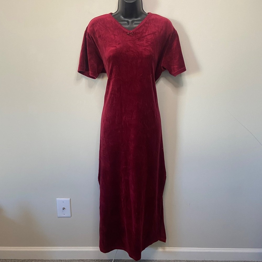 Victorias Secret Country Vintage Red Velvet Maxi Nightgown Size Large